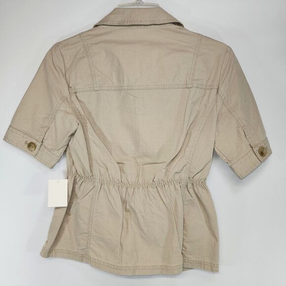 NWT Caslan Short Sleeve Beige Safari Style Jacket Size XS - Picture 2 of 6